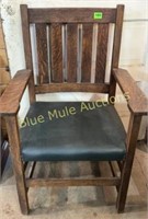 Oak padded arm chair-37"tall