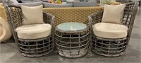Seaside Gray Canvas Taupe Outdoor Set of 3