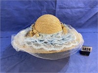 Sun Hat w/Blue Lace & Flowers