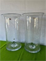 Blenko Clear Crackle Glass Vase / Beaker