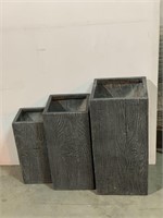Square Planters  Set of 3  Charcoal