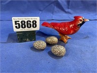 Cardinal Bird Made in Japan (Missing Toe) Eggs