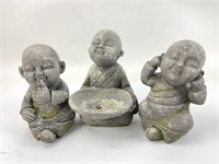 (3) Composite Zen-Like Monk Statues