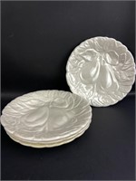 Set of 4 Off White Ceramic Pear Salad Plates