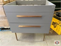 (2 pcs) gray vanity base with gold hardware (top