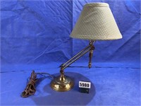 Brass Adjustable Reading Lamp, Shade, 16.5"T
