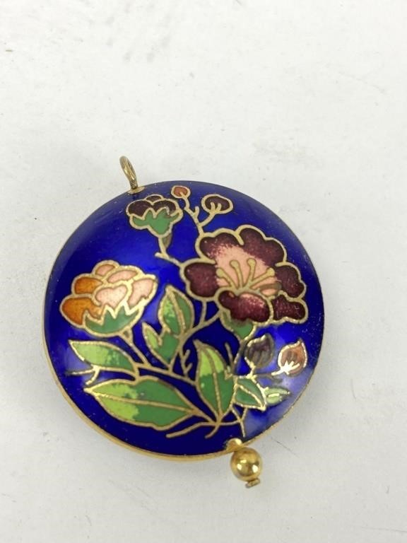 Enamel on brass double sided pendant 1.25"