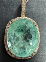 $25100 14K  11.49G, Natural Emerald 25.20Ct + 39 S