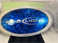 **BUD LIGHT OVAL GLASS 2 SIDED SIGN 2008