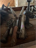 Lot with antique jack and vintage tooling.
