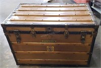 Vintage Wool Travel Trunk/Dresser