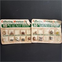 (2) Vintage Miniature Charms On Postcards