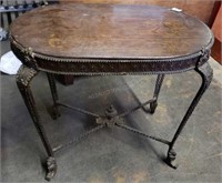 Antique Wood Top Table w/Cast Base 24' x 13" x 21"