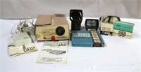Vintage, Tower 150 projector, head phones, film