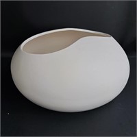 Modern plant pot holder.  White ceramic, 12"