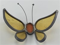 Stain glass butterfly, gold and orange.  4" wide,