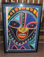 Framed print, African tribal mask, 30.25 X 42.5",