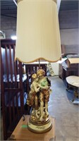 Antique Metal Lamp 47"h w/Shade