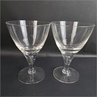 (2) 5.5" Glass Tear Drop Bubble Stemmed Glasses