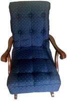 Vntg Wood & Upholstered Rocking Chair