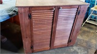 Vintage Wood Cabinet w/Louver Doors