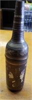 Vintage Indian Brass Bottle 13"h