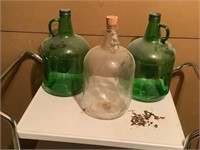 2 green and 1 clear jug