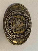 Tony Lama State of Missouri Seal Brass Belt Buckle