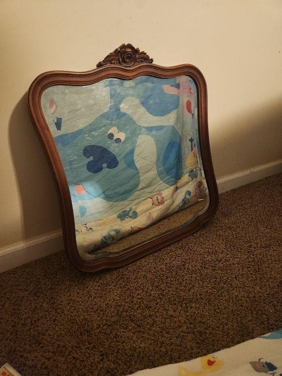 Antique Heavy Wood Mirror