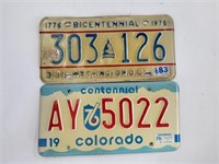 2 Bicentennial License Plates