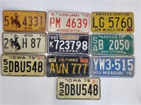 10 Vintage License Plates 1960's & 1970's