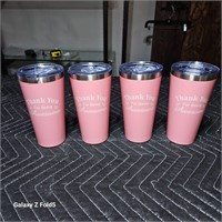 4 Pack Thank You for Being Awesome 16 oz Pink