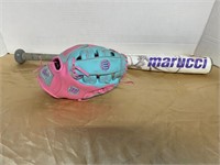 MARUCCI TEE BALL BAT & WILSON GLOVE