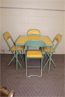 Vintage card table set, table & 4 chairs