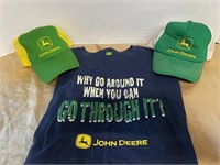 JOHN DEERE NEW XXL SHIRT AND 2 CAPS