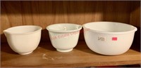 3 Glass Mixing Bowls (back room)