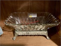 2 Piece Glass Bowl and Stand (back room)
