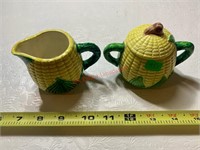 Corn Creamer and Sugar Bowl - Occupied Japan
