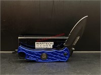 Wartech Barbwire Blue Locking Pocket Knife