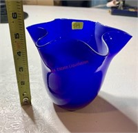Hand Blown Blue Glass Vase (back room)