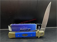 Blue and Brass Duck Pocket Knife