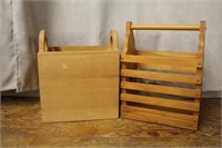 Two wood magazine racks, 12 X  14 & 12 X 15.5"