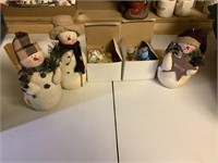 angel ornaments and snowmen