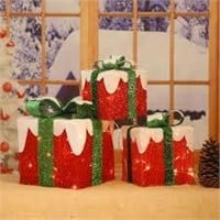 3-Pc Lighted Gift Boxes  60 LED  Christmas