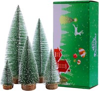 5Sizes Mini Christmas Trees with Snow Base