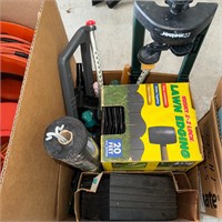 Box of misc garden tools and accessories
