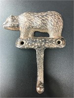 Bear shaped cast iron wall hook, brand new and 4in