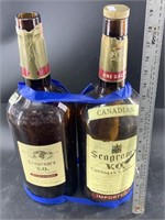 2 Seagram's 1 gallon empty whiskey jugs 18" tall