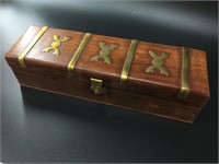 Mahogany and brass treasure chest full of vintage