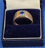 Men's ring, 18K Birks with blue stone, approx size